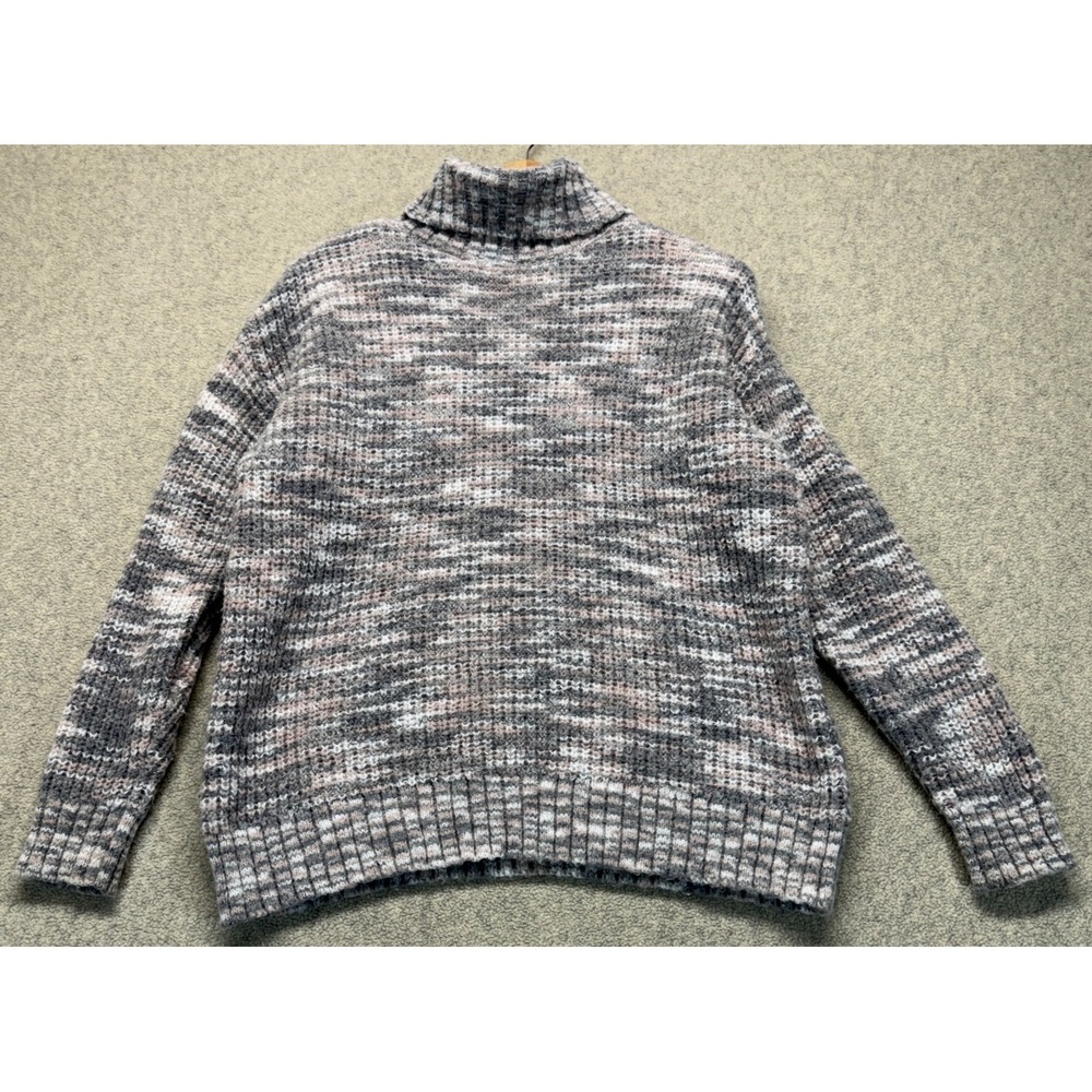Loft Outlet Womens Pullover Sweater Gray Space Dye Knit Turtleneck Long Sleeve S